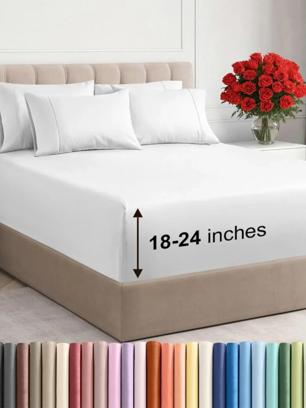 Extra Deep King Sheet Set - 6 Piece Cooling & Breathable Bedding - White